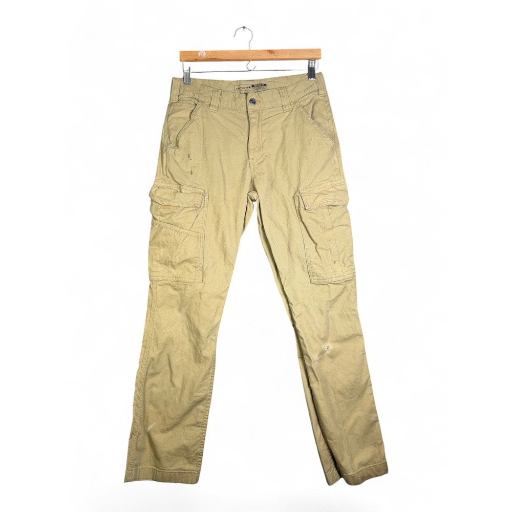 Carhartt Relaxed Fit Cargo Pants Mens 30x30 Tan Khaki Cotton Canvas Workwear